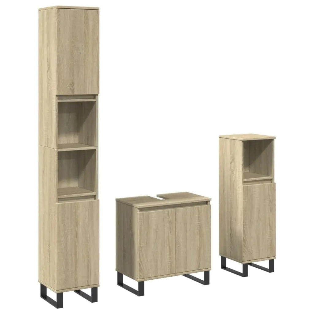 Ensemble de meubles de salle de bain 3 pcs chêne sonoma - XIOS