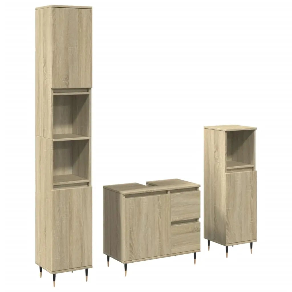 Ensemble de meubles de salle de bain 3 pcs chêne sonoma - XIOS