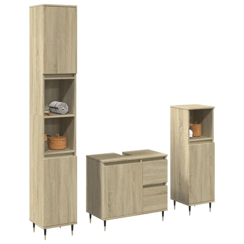 Ensemble de meubles de salle de bain 3 pcs chêne sonoma - XIOS