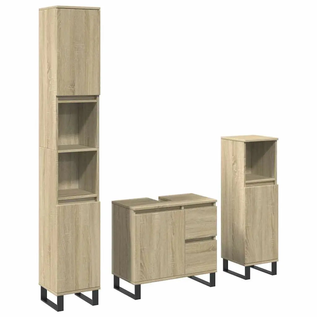 Ensemble de meubles de salle de bain 3 pcs chêne sonoma - XIOS