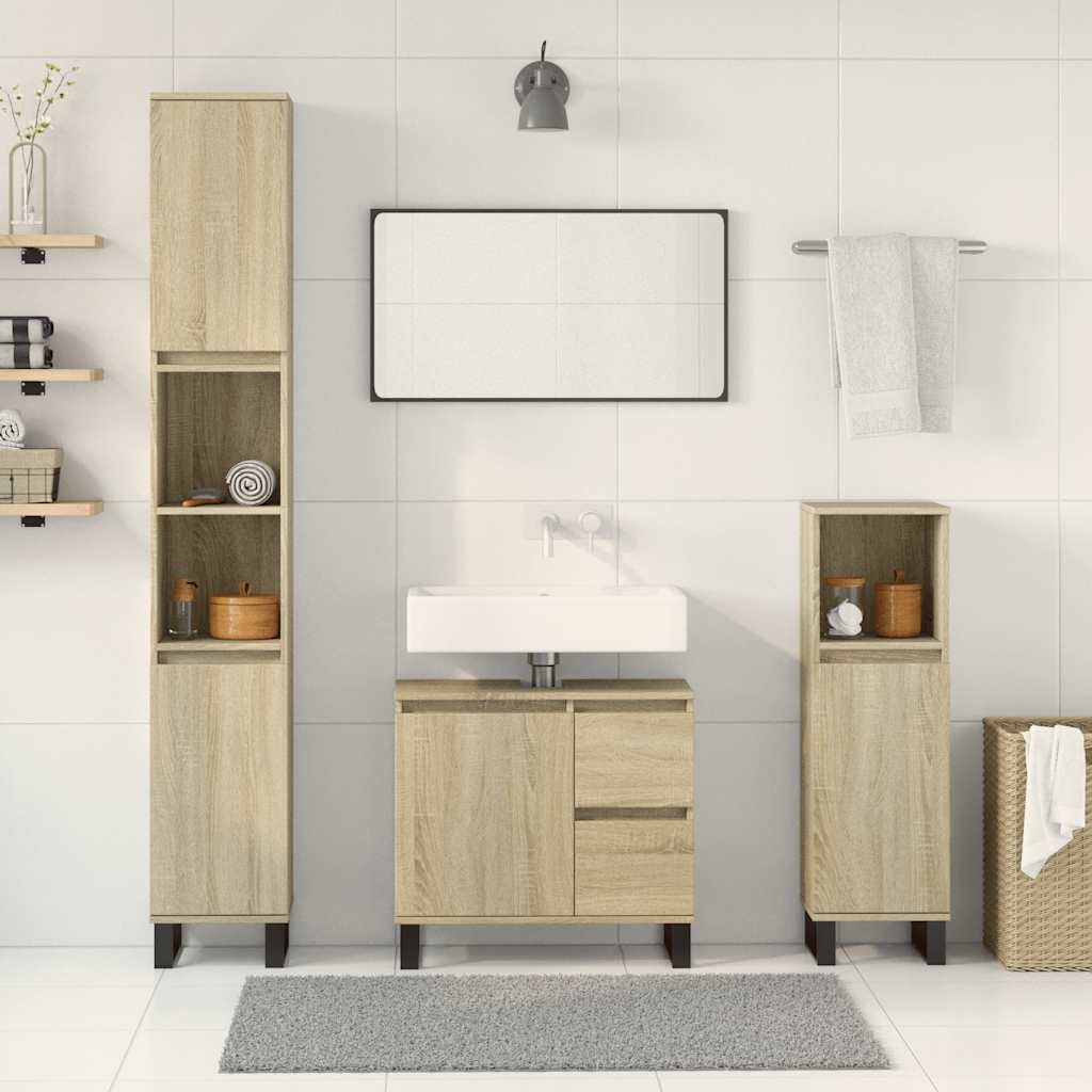 Ensemble de meubles de salle de bain 3 pcs chêne sonoma