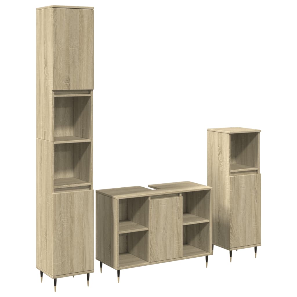 Ensemble de meubles de salle de bain 3 pcs chêne sonoma