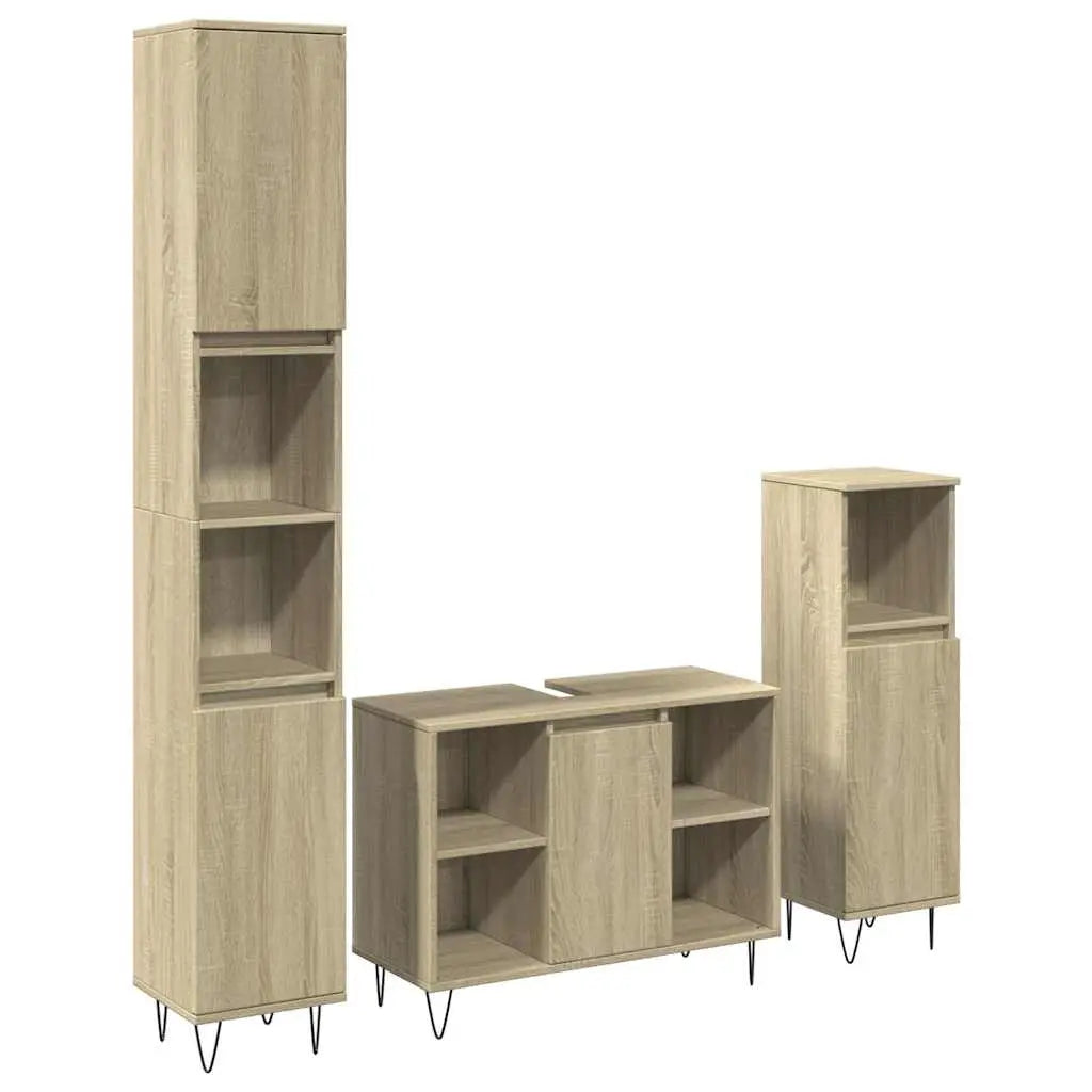 Ensemble de meubles de salle de bain 3 pcs chêne sonoma - XIOS