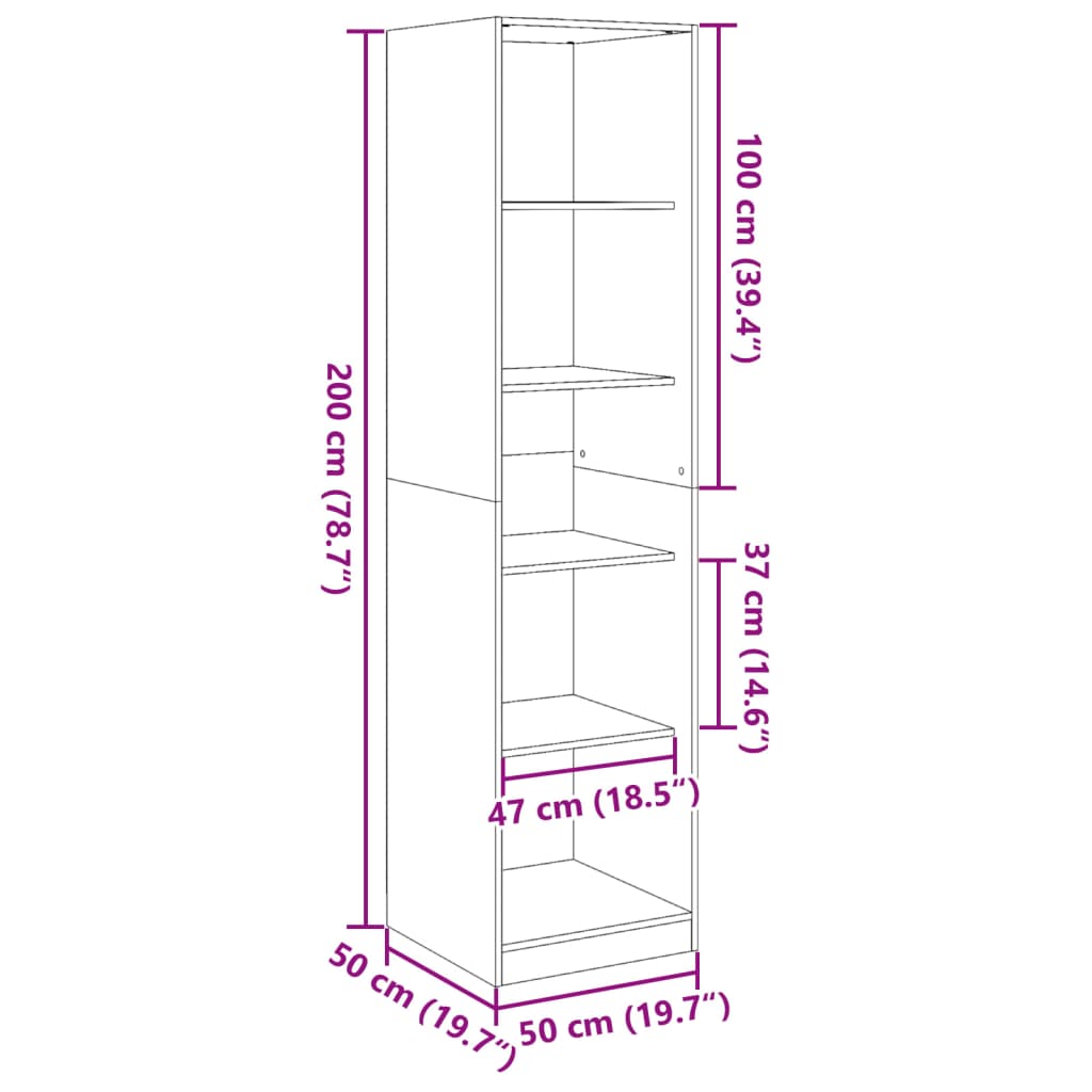 Garde-robe gris sonoma 50x50x200 cm bois d'ingénierie - XIOS