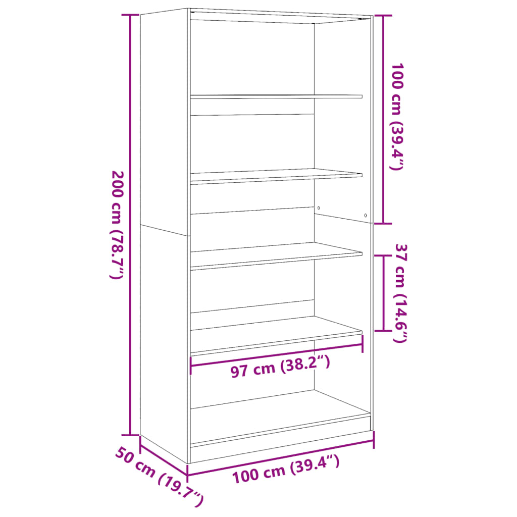 Garde-robe Blanc 100x50x200 cm Bois d'ingénierie - XIOS