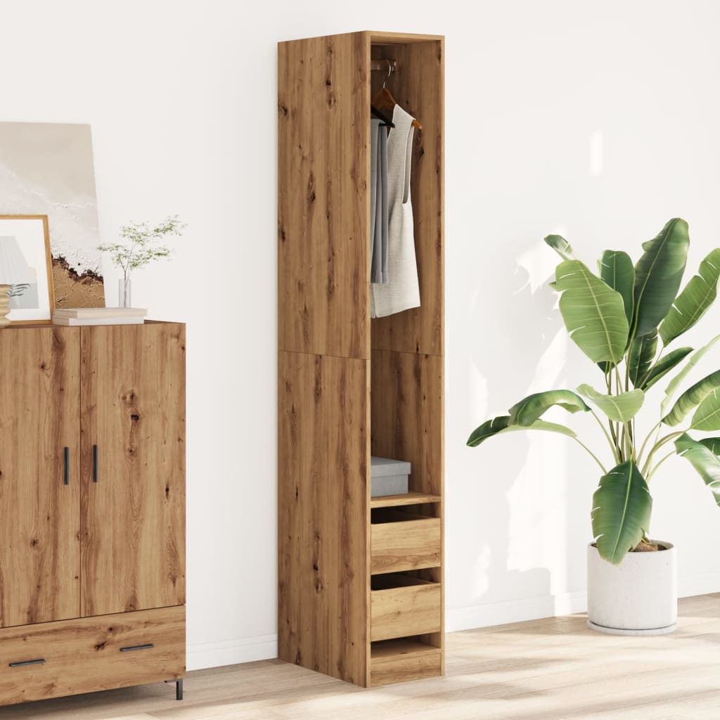 Garde-robe chêne artisanal 30x50x200 cm bois d'ingénierie - XIOS