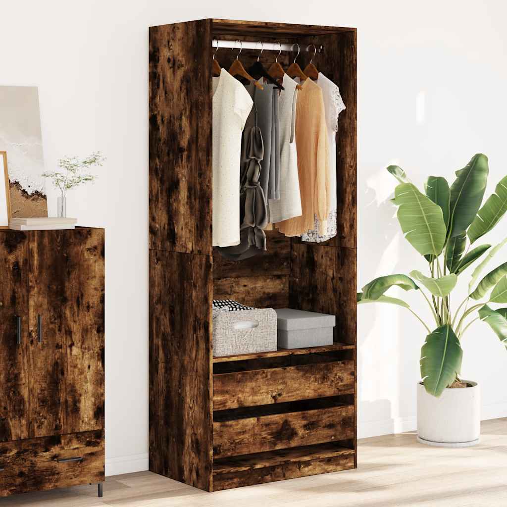 Garde-robe chêne fumé 80x50x200 cm bois d'ingénierie - XIOS