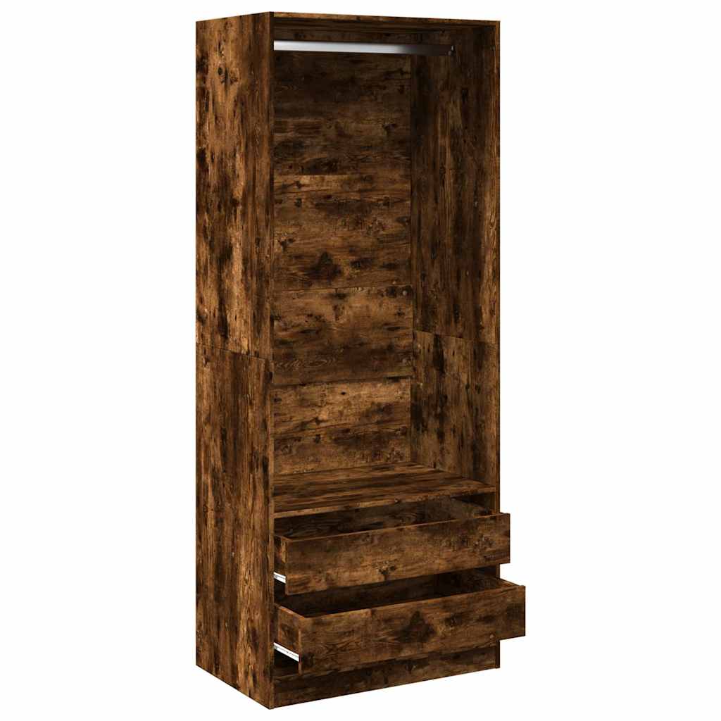 Garde-robe chêne fumé 80x50x200 cm bois d'ingénierie - XIOS