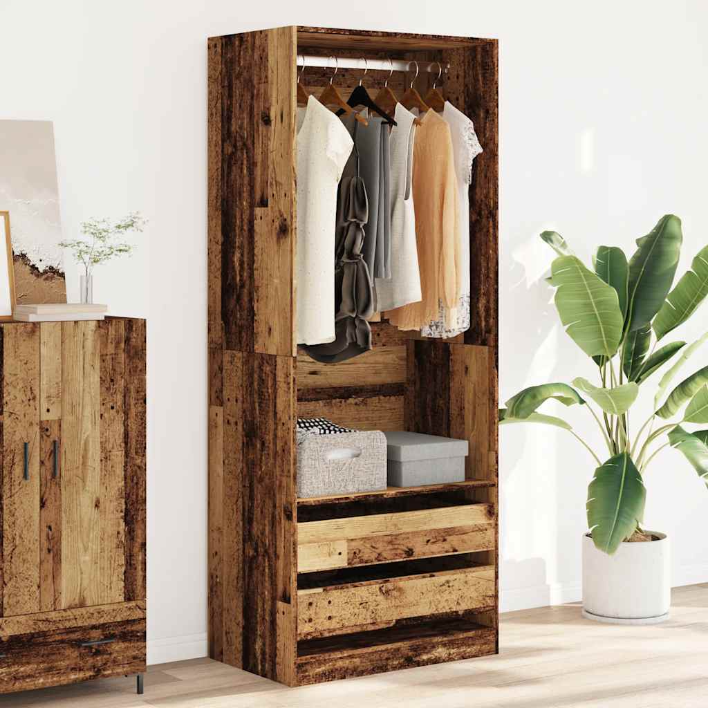 Garde-robe vieux bois 80x50x200 cm bois d'ingénierie - XIOS