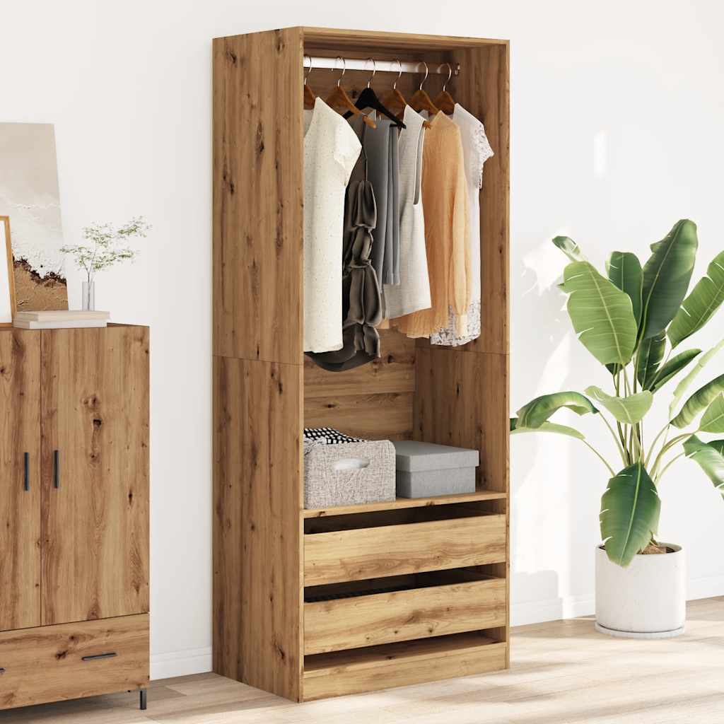 Garde-robe chêne artisanal 80x50x200 cm bois d'ingénierie - XIOS