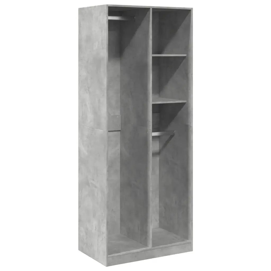 Garde-robe gris béton 80x50x200 cm bois d’ingénierie - XIOS