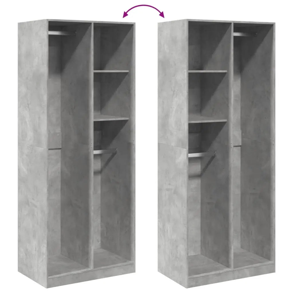 Garde-robe gris béton 80x50x200 cm bois d’ingénierie - XIOS