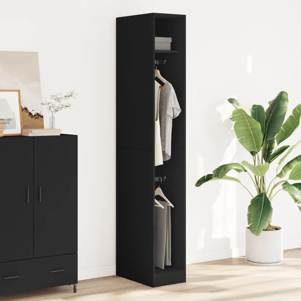 Garde-robe noir 30x50x200 cm bois d'ingénierie - XIOS