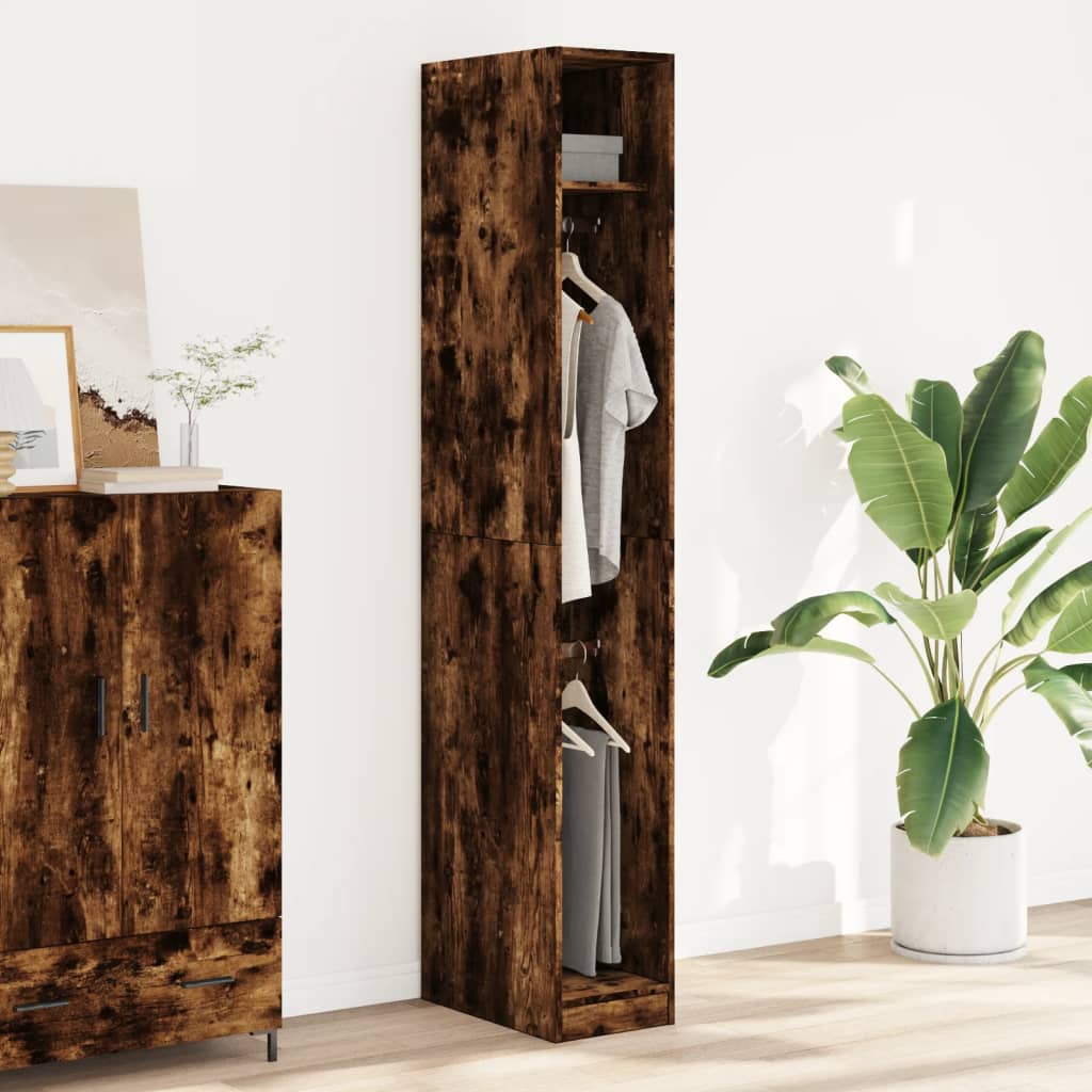 Garde-robe chêne fumé 30x50x200 cm bois d'ingénierie - XIOS
