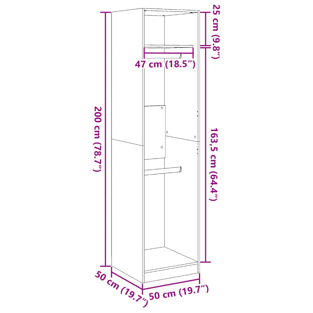 Garde-robe Chêne sonoma 50x50x200 cm Bois d'ingénierie - XIOS
