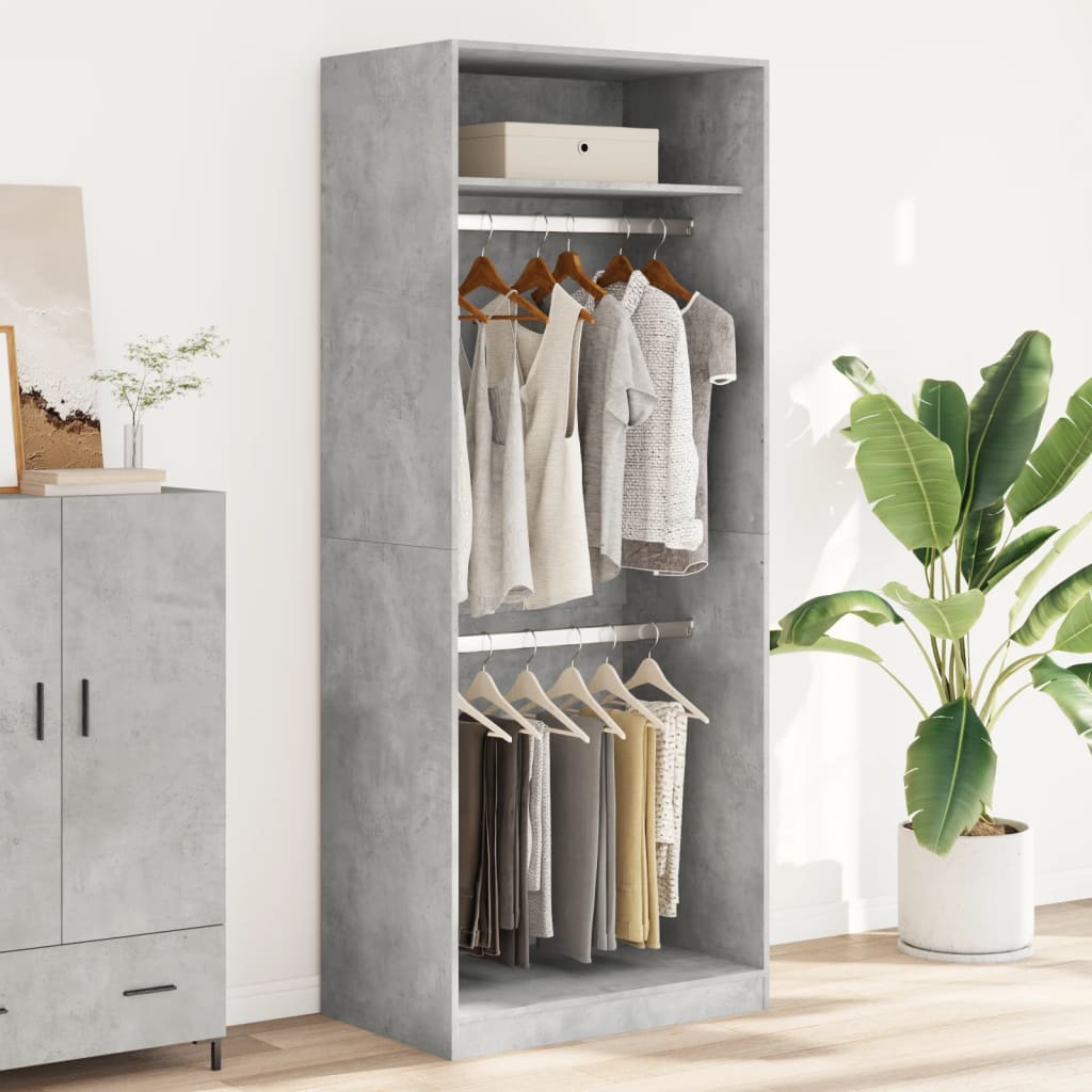 Garde-robe gris béton 80x50x200 cm bois d'ingénierie - XIOS