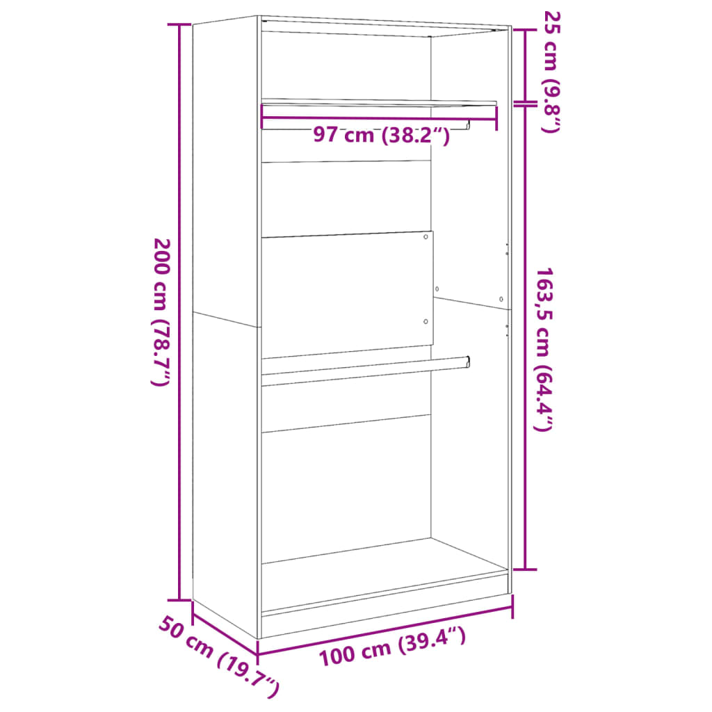 Garde-robe Chêne sonoma 100x50x200 cm Aggloméré Armoires vidaXL