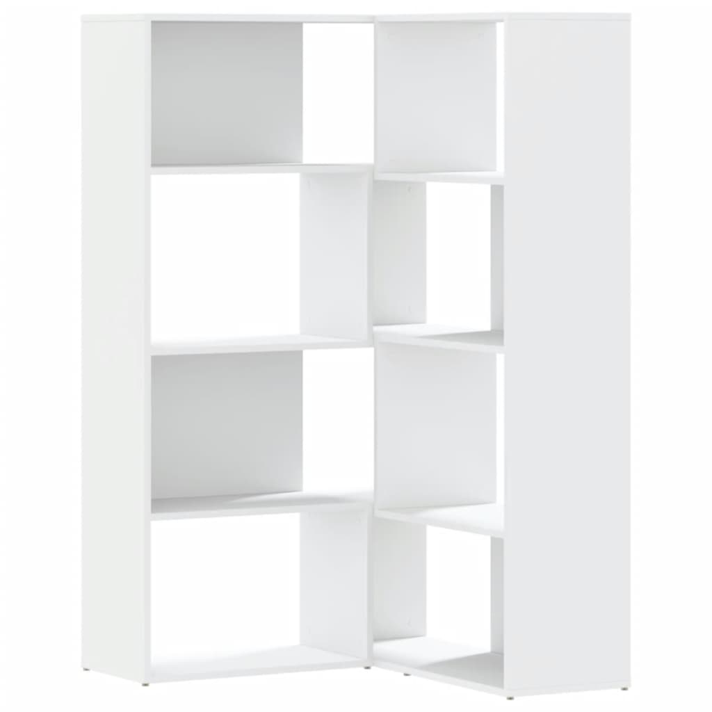 Bibliothèque d'angle à 4 niveaux blanc bois d'ingénierie - XIOS