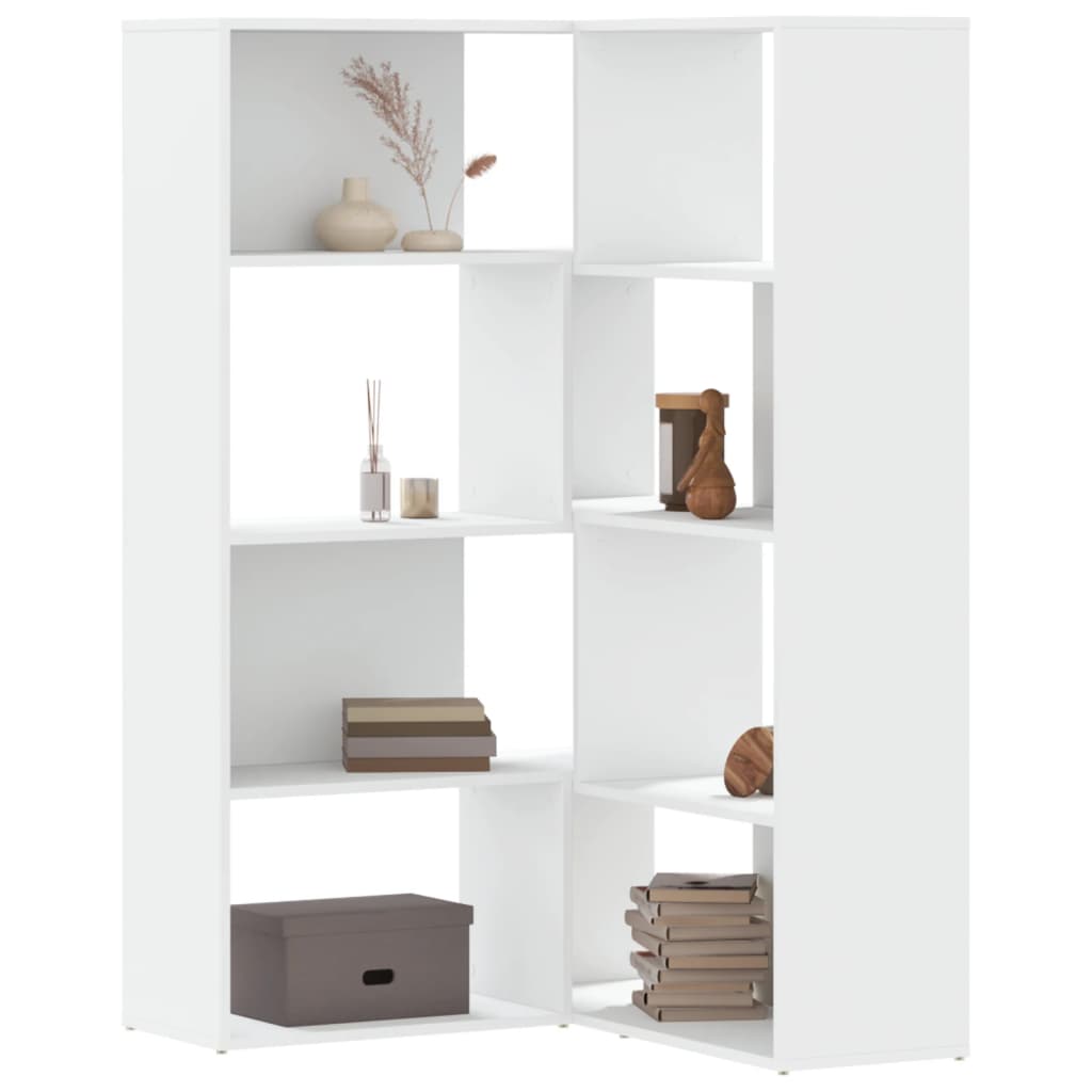 Bibliothèque d'angle à 4 niveaux blanc bois d'ingénierie - XIOS