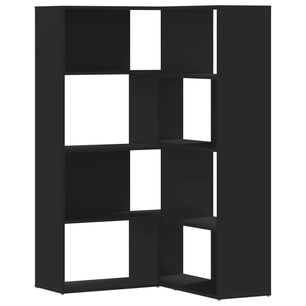 Bibliothèque d'angle à 4 niveaux noir bois d'ingénierie - XIOS