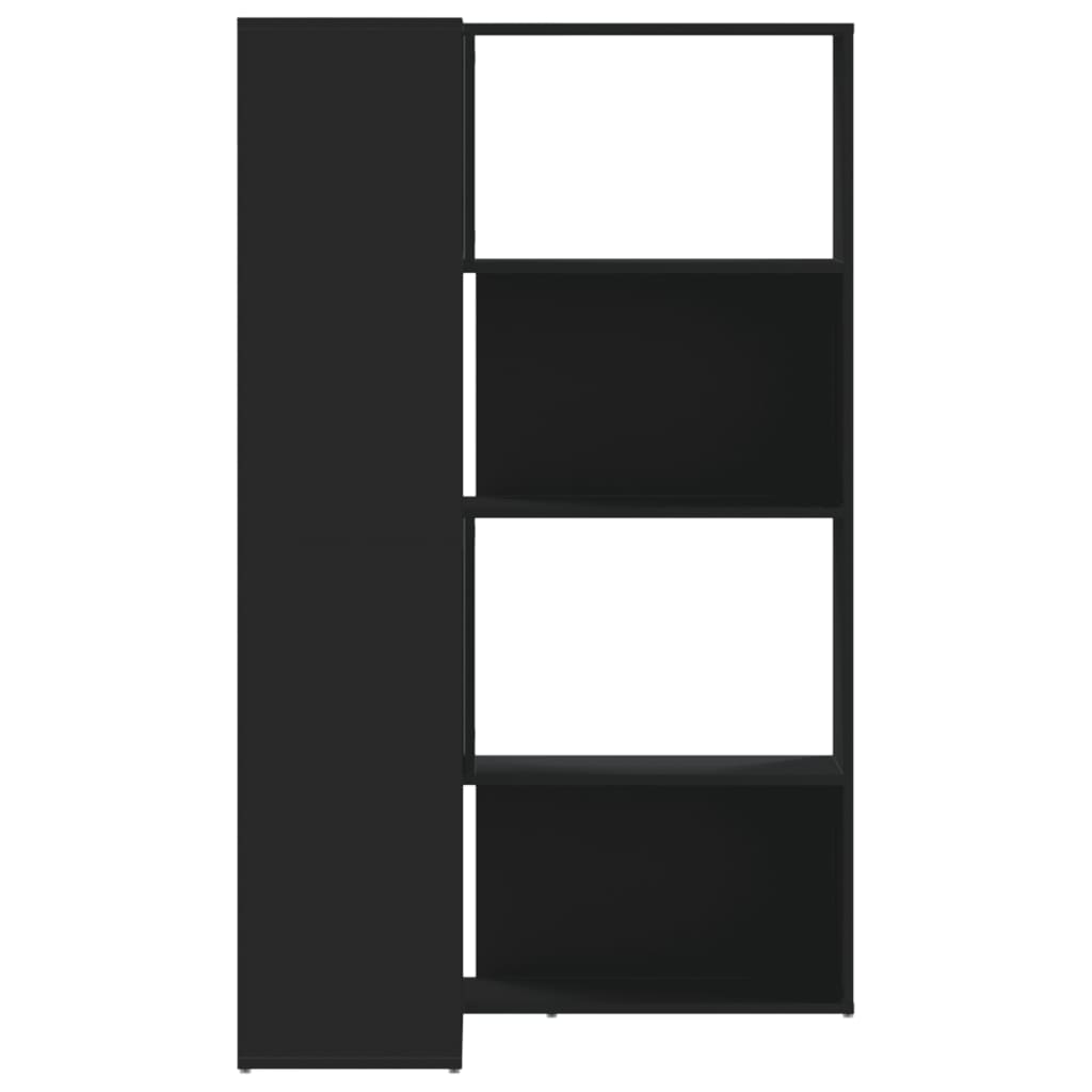 Bibliothèque d'angle à 4 niveaux noir bois d'ingénierie - XIOS