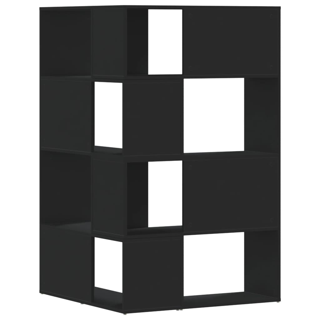 Bibliothèque d'angle à 4 niveaux noir bois d'ingénierie - XIOS
