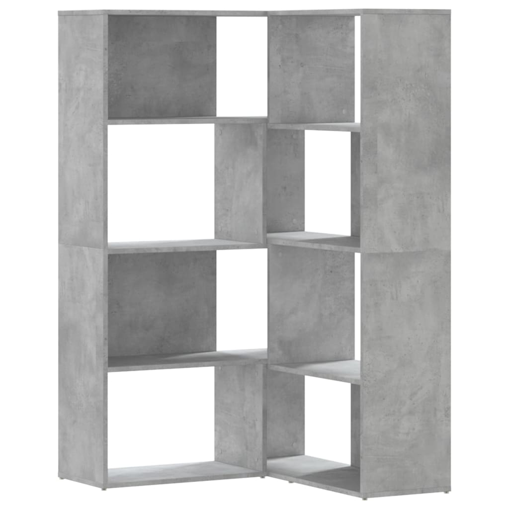 Bibliothèque d'angle à 4 niveaux gris béton bois d'ingénierie - XIOS