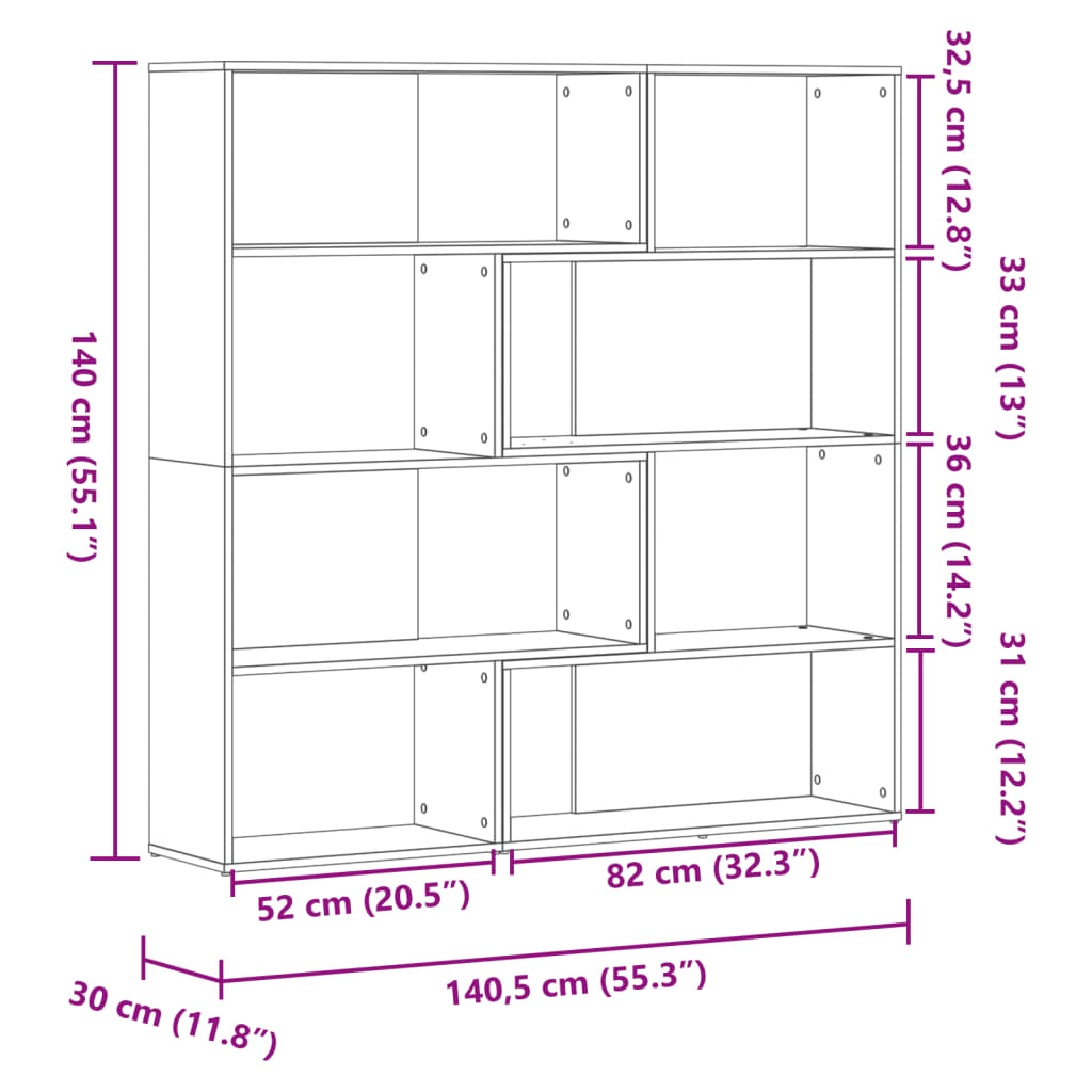 Bibliothèque d'angle à 4 niveaux gris béton bois d'ingénierie - XIOS