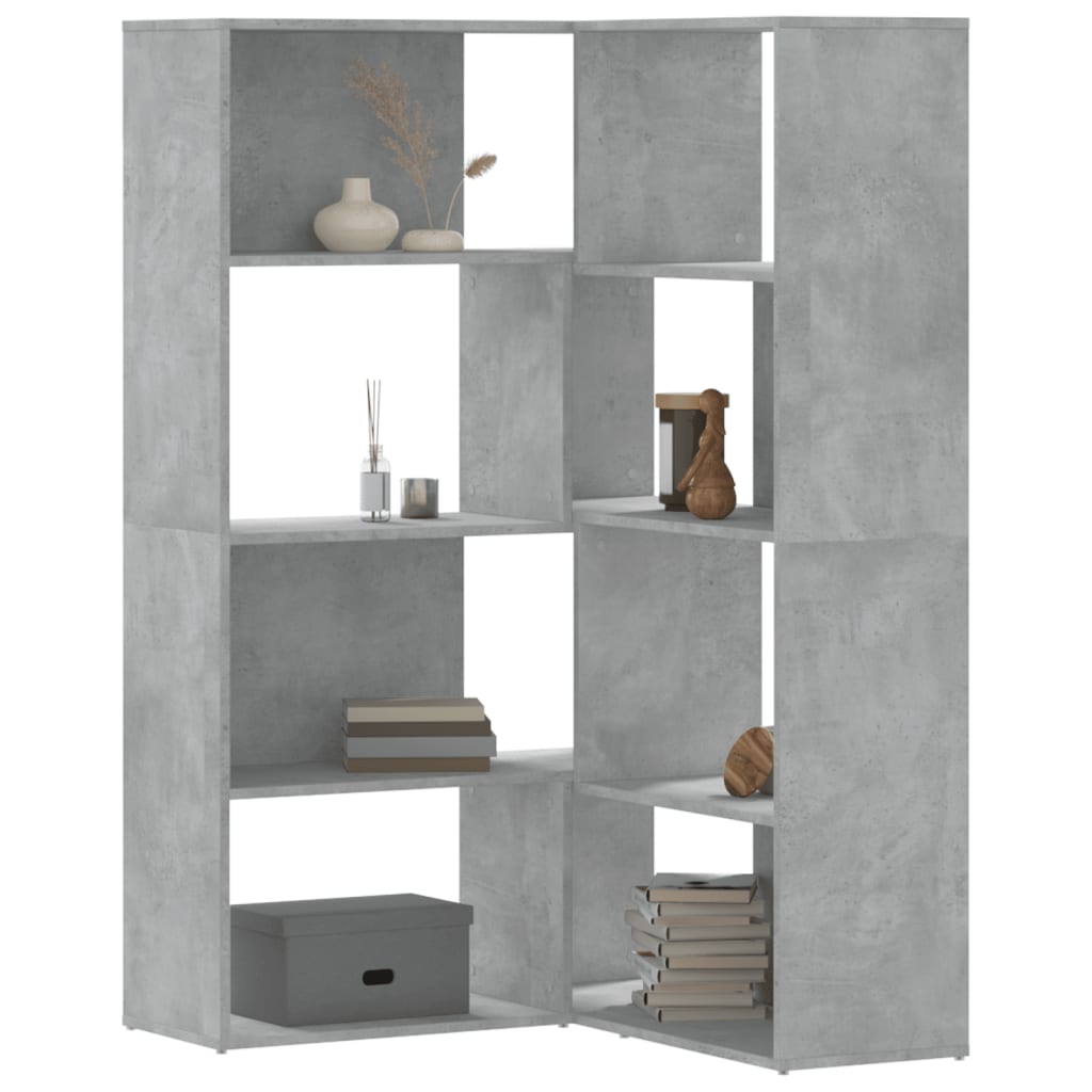 Bibliothèque d'angle à 4 niveaux gris béton bois d'ingénierie - XIOS