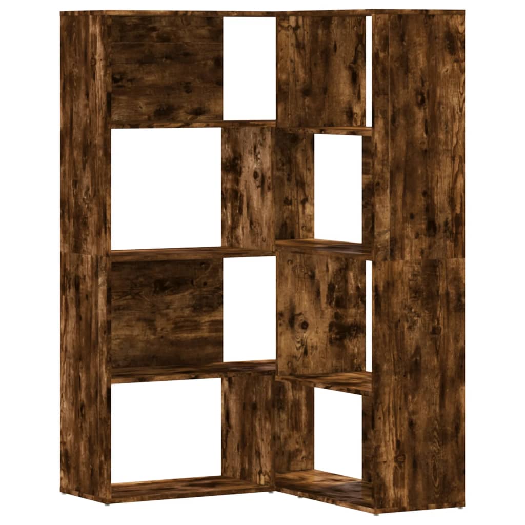 Bibliothèque d'angle à 4 niveaux chêne fumé bois d'ingénierie - XIOS