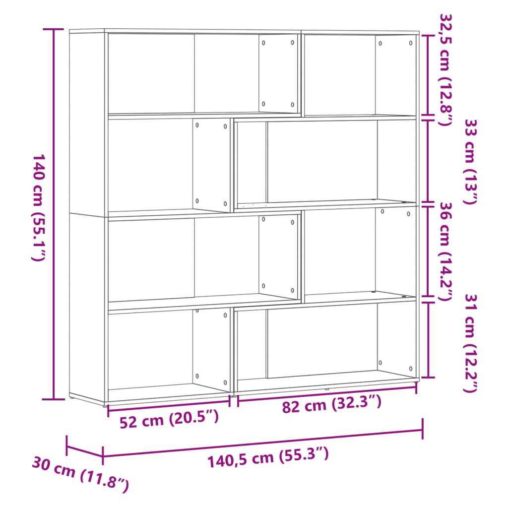 Bibliothèque d'angle à 4 niveaux chêne fumé bois d'ingénierie - XIOS