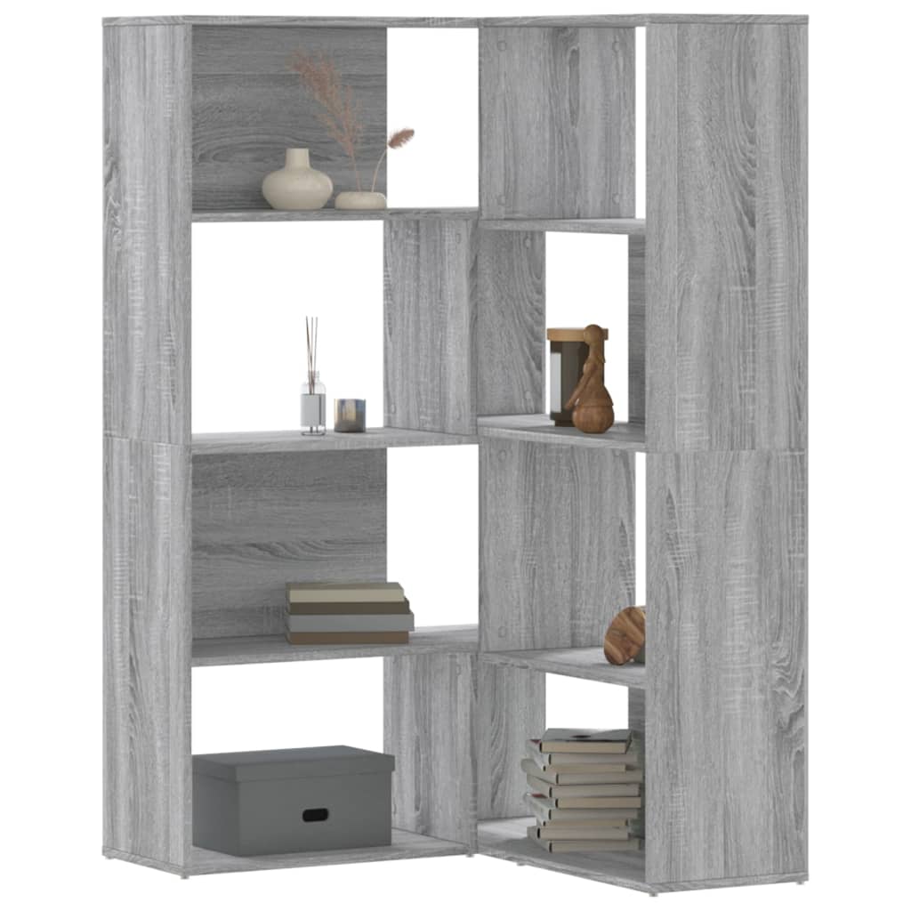 Bibliothèque d'angle à 4 niveaux sonoma gris bois d'ingénierie - XIOS