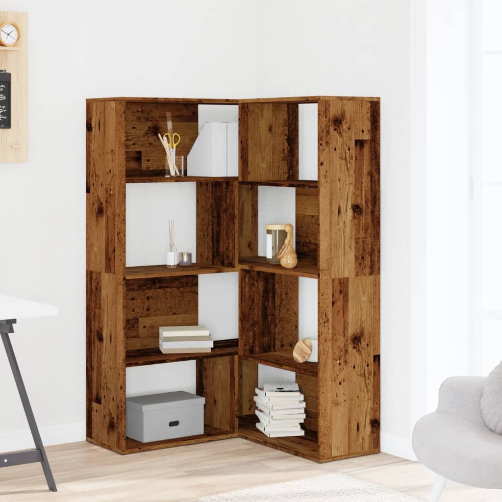 Bibliothèque d'angle à 4 niveaux vieux bois bois d'ingénierie - XIOS