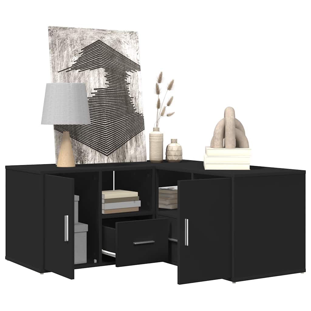 Armoire d'angle noir 160x40x45 cm bois d’ingénierie