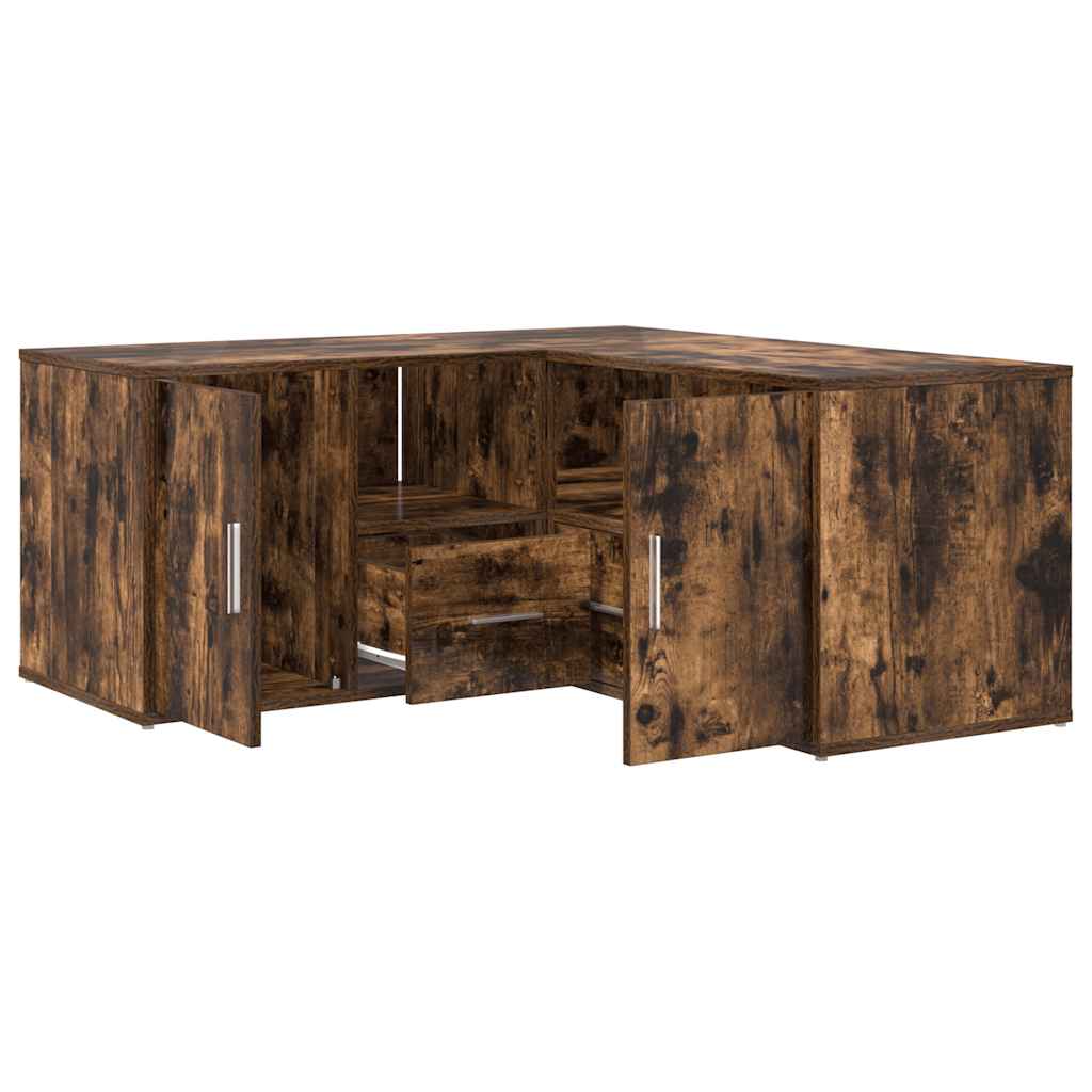 Armoire d'angle chêne fumé 160x40x45 cm bois d'ingénierie - XIOS