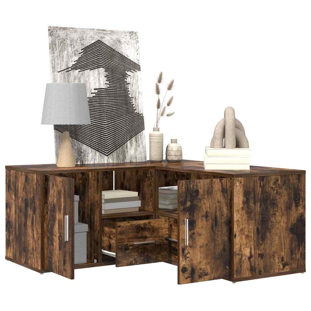 Armoire d'angle chêne fumé 160x40x45 cm bois d'ingénierie - XIOS
