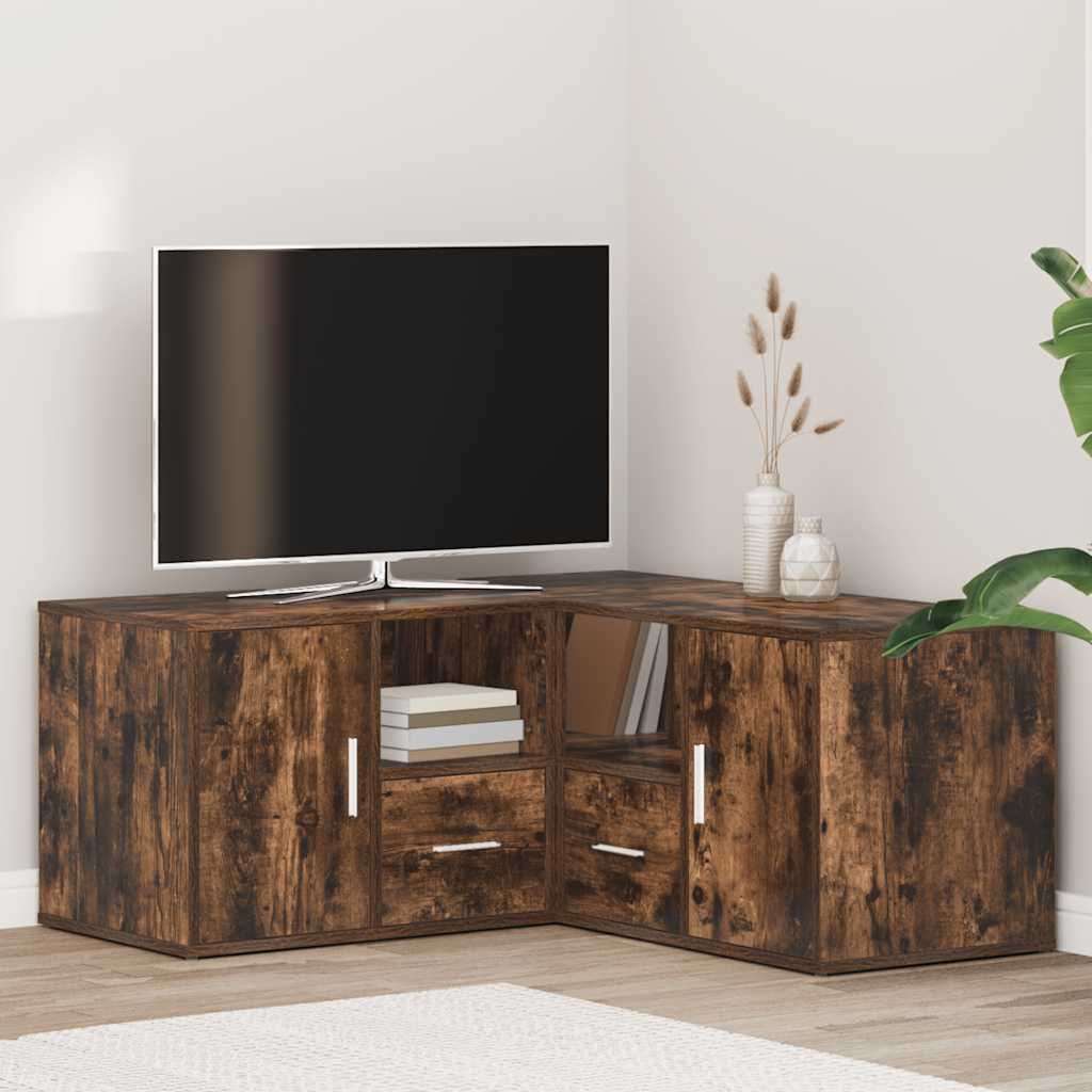 Armoire d'angle chêne fumé 160x40x45 cm bois d'ingénierie - XIOS