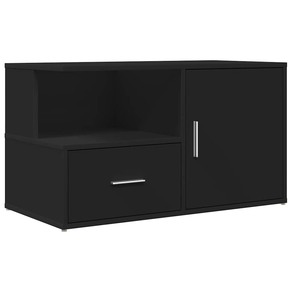 Armoire d'angle noir 200x40x45 cm bois d’ingénierie - XIOS
