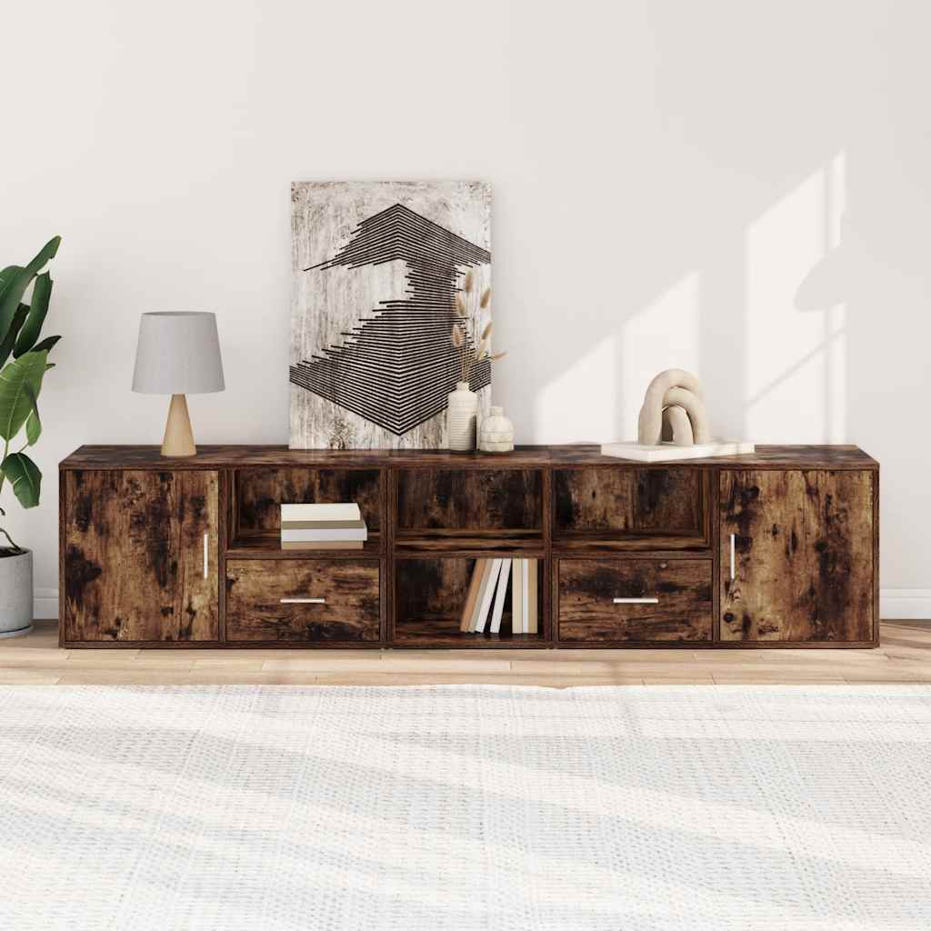 Armoire d'angle chêne fumé 200x40x45 cm bois d'ingénierie - XIOS