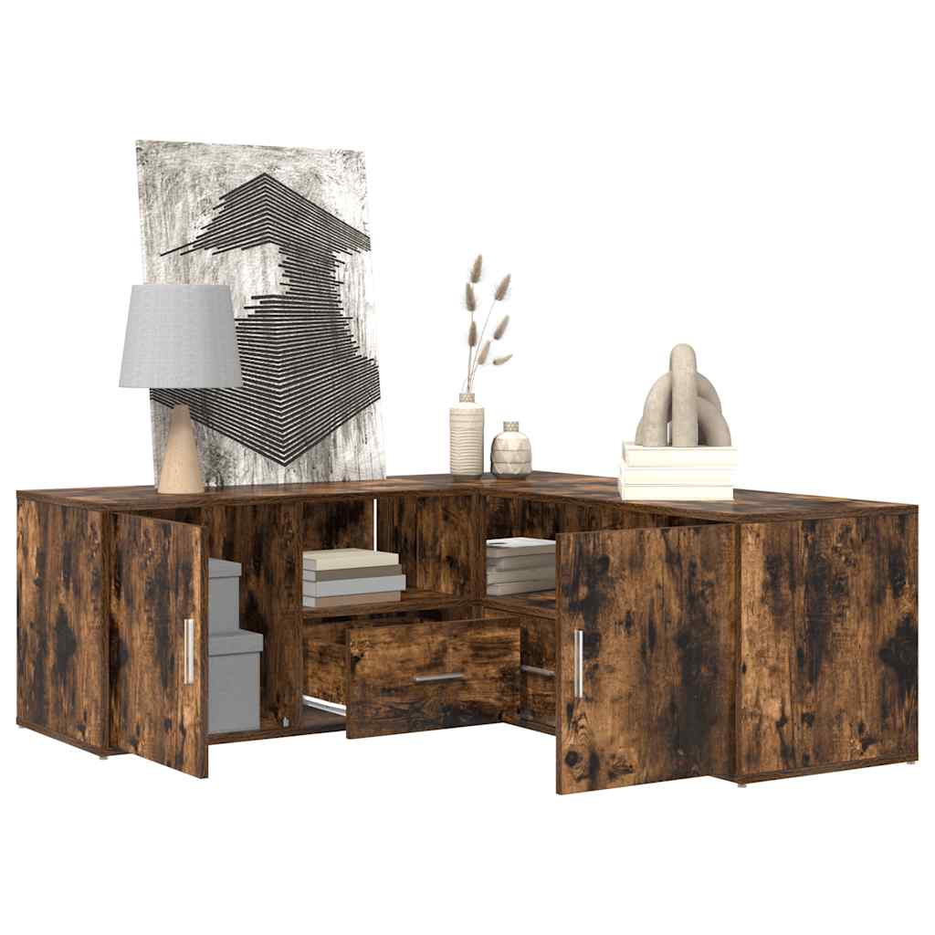 Armoire d'angle chêne fumé 200x40x45 cm bois d'ingénierie - XIOS