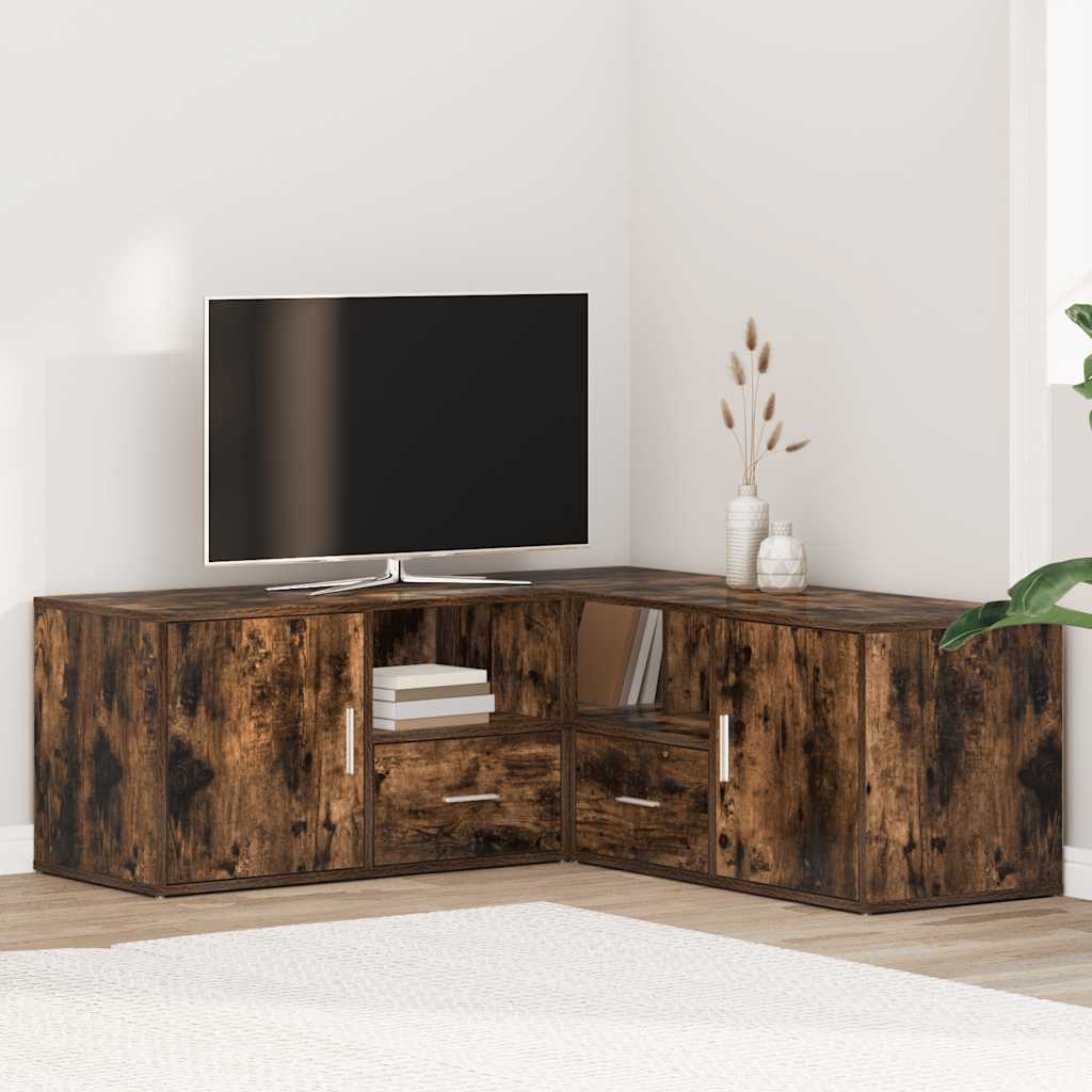Armoire d'angle chêne fumé 200x40x45 cm bois d'ingénierie - XIOS