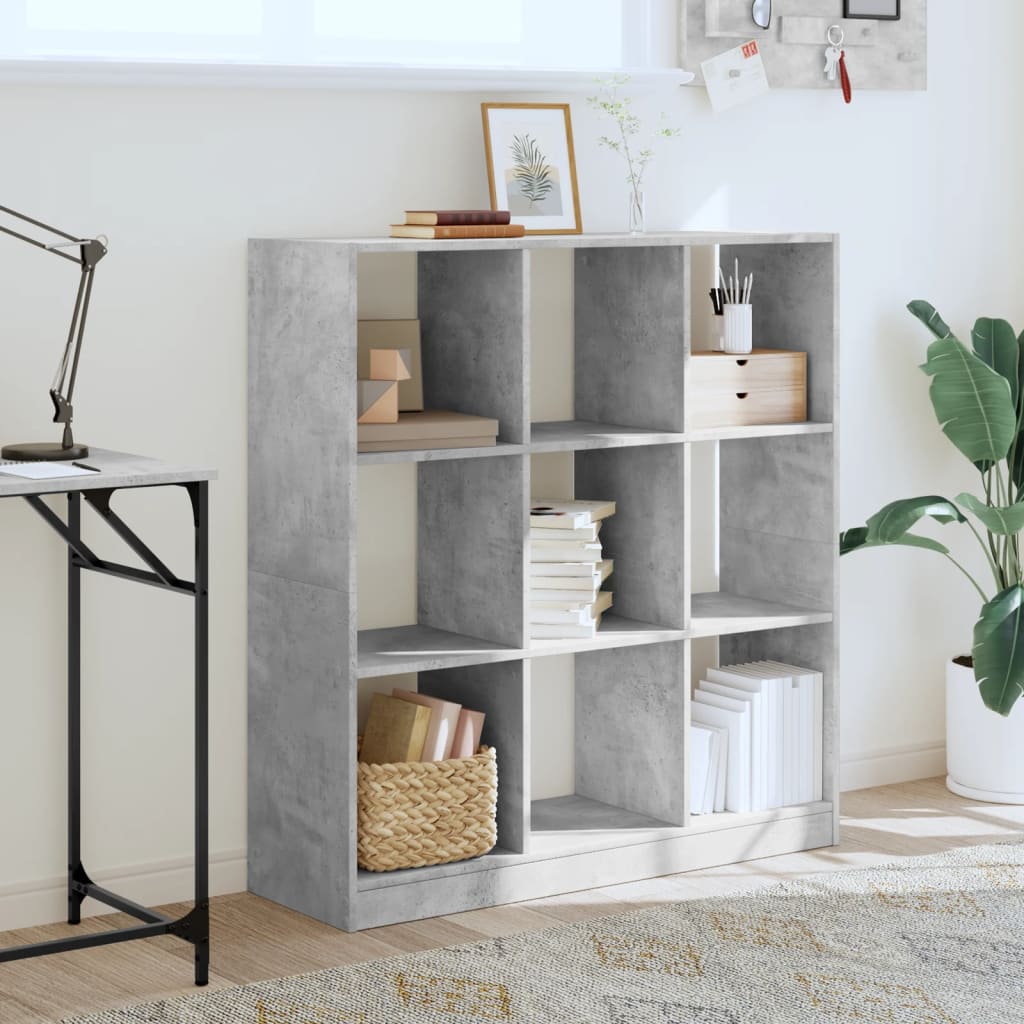 Bibliothèque gris béton 102x32x108 cm bois d'ingénierie - XIOS