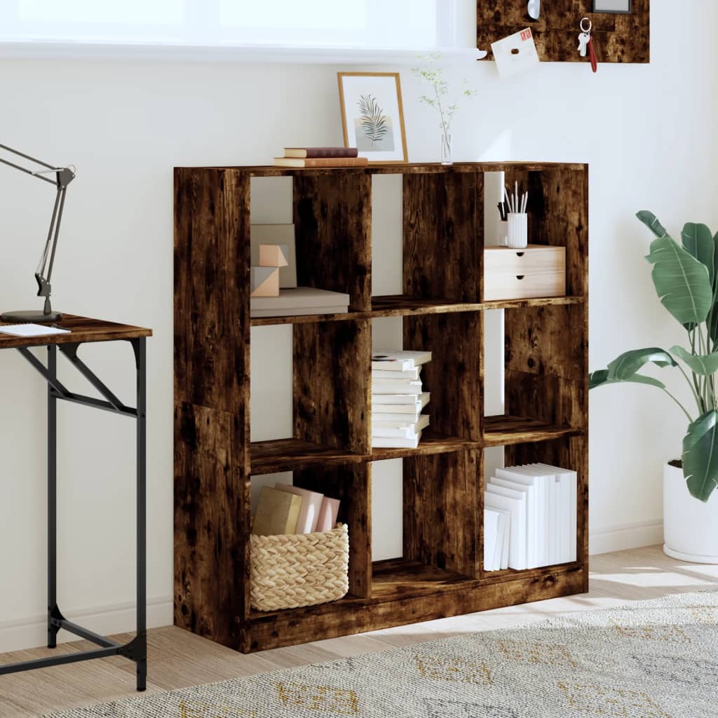 Bibliothèque chêne fumé 102x32x108 cm bois d'ingénierie - XIOS