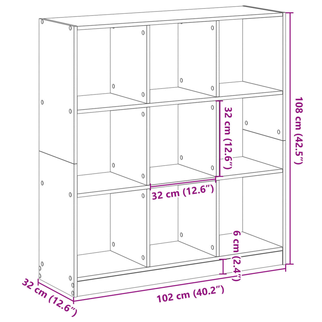 Bibliothèque sonoma gris 102x32x108 cm bois d'ingénierie - XIOS