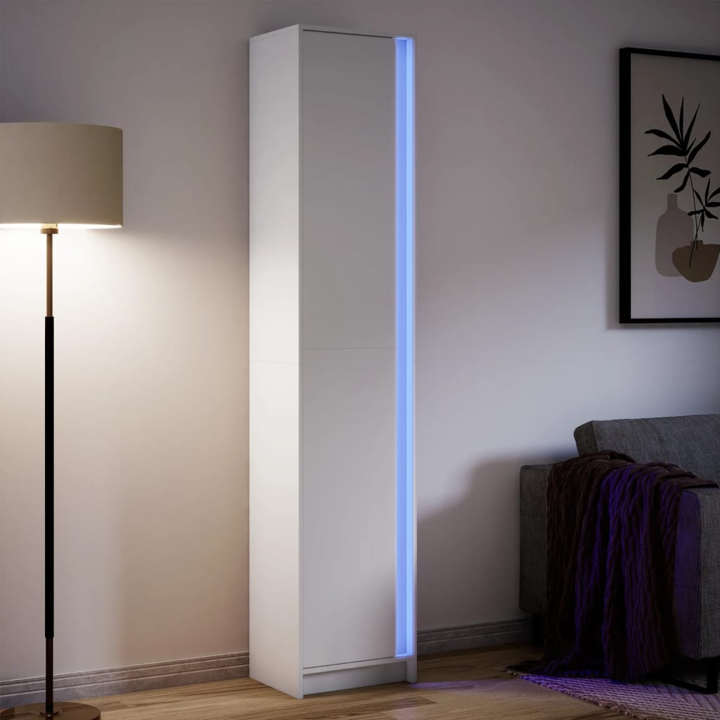Buffet haut avec LED blanc 41,5x32,5x200 cm bois d’ingénierie - XIOS