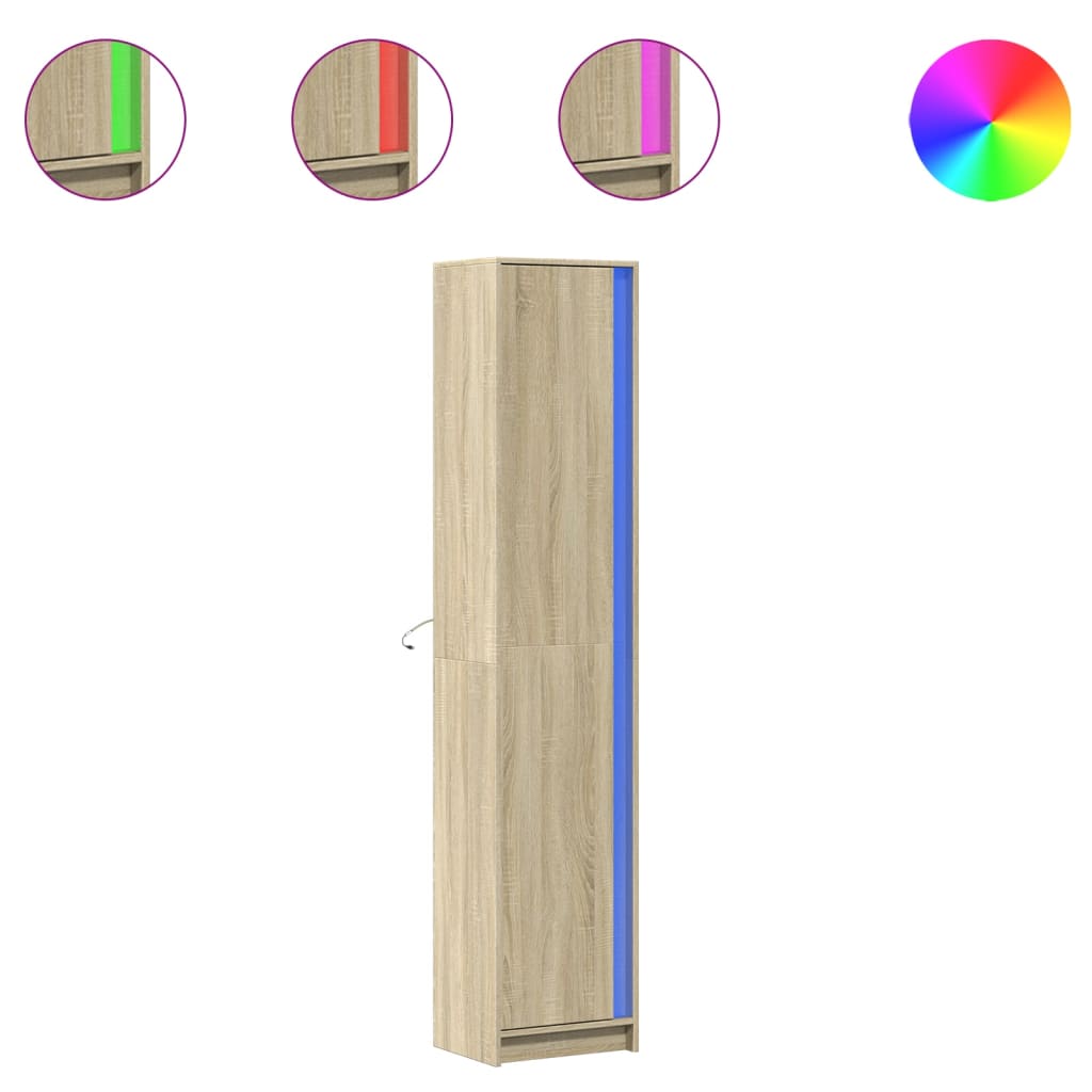 Buffet haut LED chêne sonoma 41,5x32,5x200 cm bois d’ingénierie - XIOS