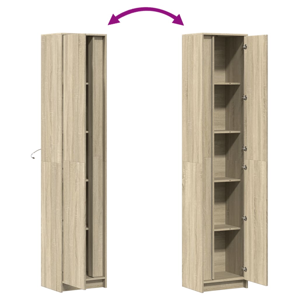 Buffet haut LED chêne sonoma 41,5x32,5x200 cm bois d’ingénierie - XIOS