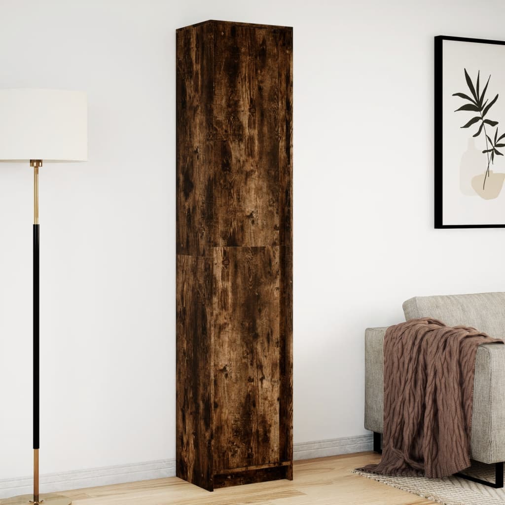 Buffet haut LED chêne fumé 41,5x32,5x200 cm bois d’ingénierie - XIOS