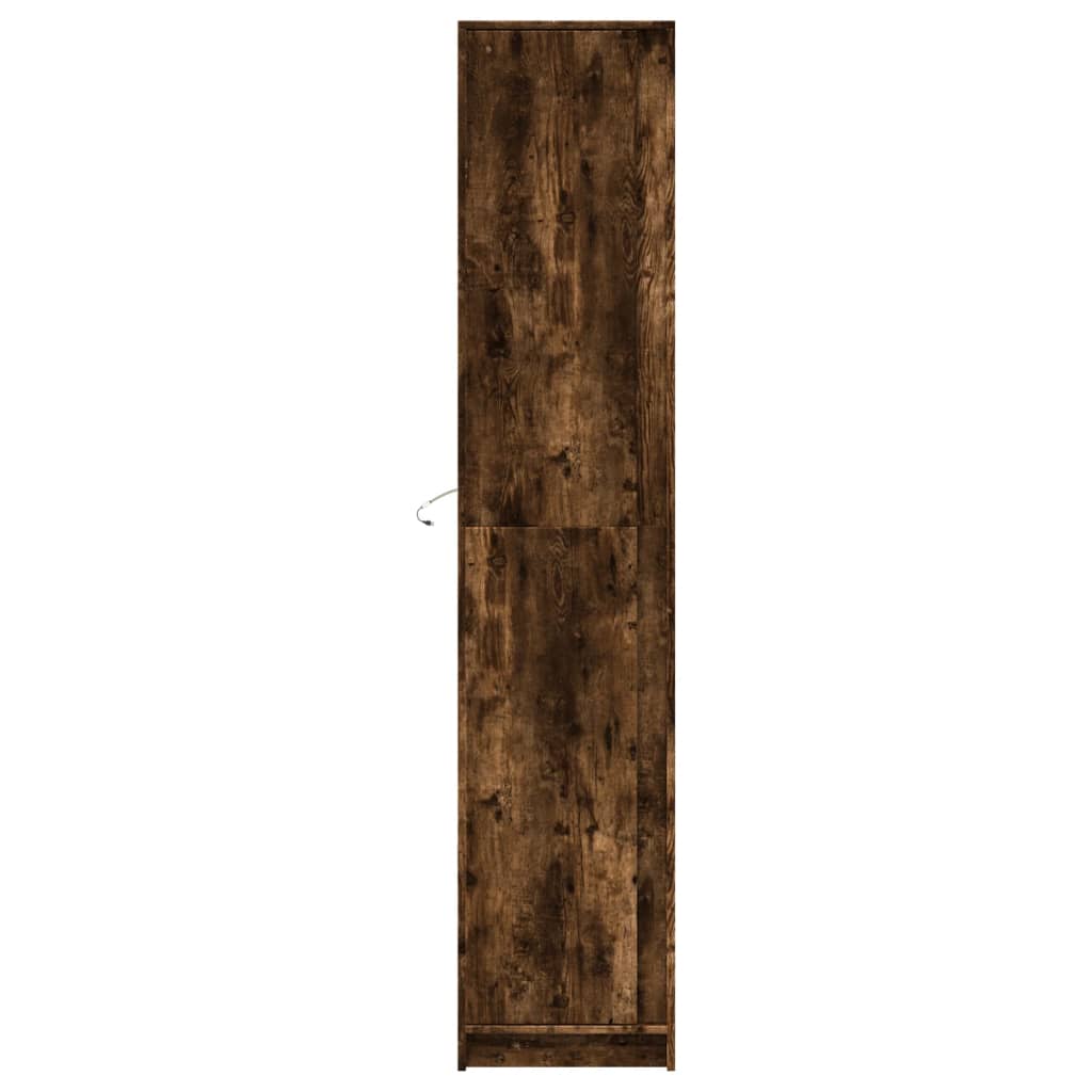 Buffet haut LED chêne fumé 41,5x32,5x200 cm bois d’ingénierie - XIOS