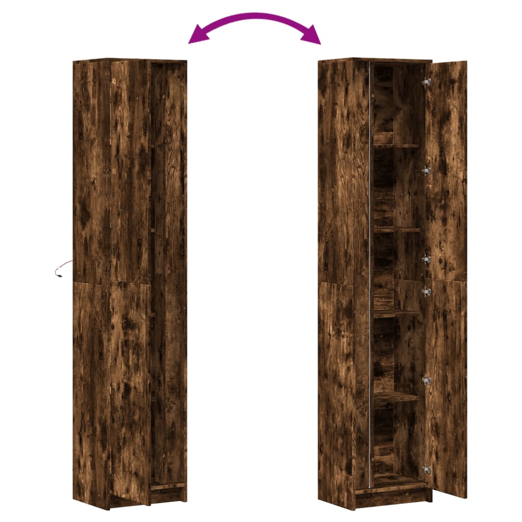 Buffet haut LED chêne fumé 41,5x32,5x200 cm bois d’ingénierie - XIOS
